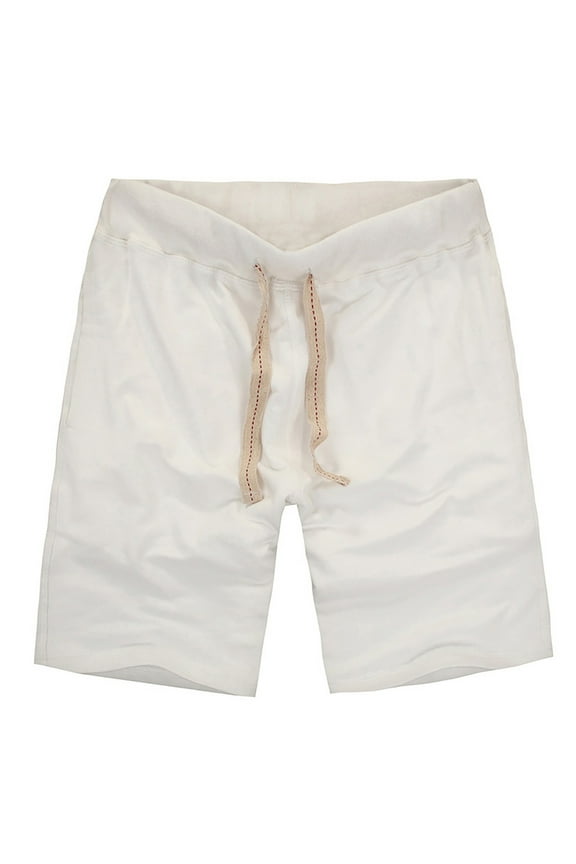 Bermuda Shorts for Men with Pockets Cotton Drawstring Elastic Waist Casual Straight Leg Solid Color Comfort Loungewear Athletic Short