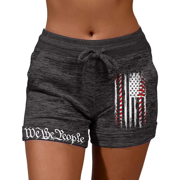 Bermuda Shorts for Women 2026 Summer 4th of July USA Flag Print Drawstring Elastic Waist Shorts Stretchy Comfy Straight Leg Beach Shorts