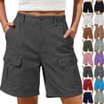 thumbnail image 1 of Bermuda Shorts for Women Cargo 2026 Summer Casual High Waisted Shorts Outdoor Beach Vacation Clothes with 6 Pockets Gray S, 1 of 7