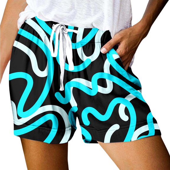 Bermuda Shorts for Women Casual Print Loose Lace Up High Waisted Sports Beach Vacation Trendy 2025 with Pockets S-2XL