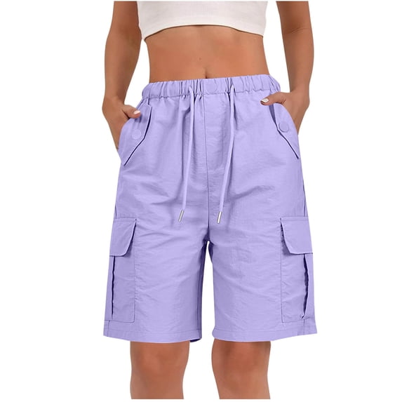 Bermuda Shorts for Women Casual Relaxed Fit Elastic Waist Lounge Shorts with Pockets Summer Workout Shorts