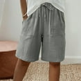 thumbnail image 1 of Bermuda Shorts for Women Cotton Linen Knee Length High Waisted Baggy Shorts with Pockets Summer Casual Lounge Outfits, 2026 New Limited Time Offer, 1 of 6