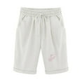 thumbnail image 1 of Bermuda Shorts for Women Drawstring Shorts Summer Elastic Waist Knee Length Casual Shorts with Pockets White 4XL, 1 of 5
