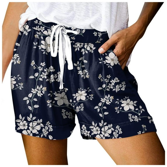 Bermuda Shorts for Women Drawstring Summer Elastic Waist Casual Lightweight Summer Flowy Shorts with Pockets S-2XL