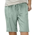 thumbnail image 1 of Bermuda Shorts for Women Drawstring Wide Leg Cropped Pants Summer Comfort Casual Summer Jean Shorts S-5XL, 1 of 4