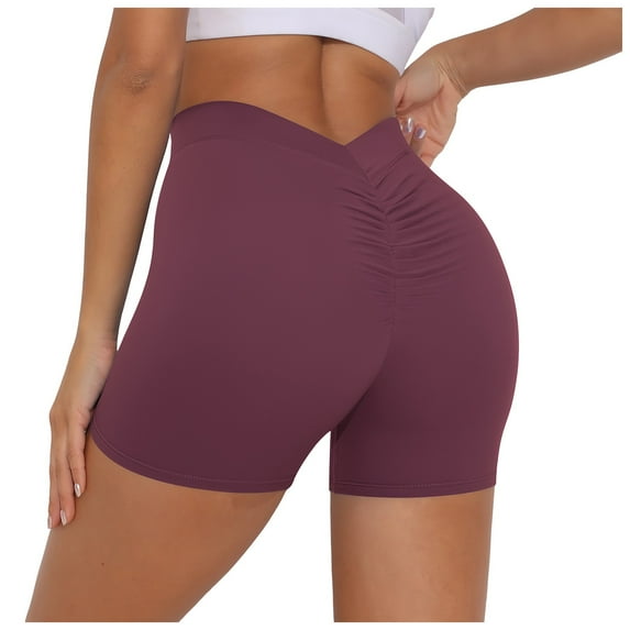 Bermuda Shorts for Women Grinding V Waist Fold Pure Color Peach Yoga Sports Pants Summer Flowy Shorts S-XL