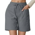 thumbnail image 1 of Bermuda Shorts for Women High Waist Elastic Waistband Breathable Loose Beach Summer Clothing Trendy Casual Shorts with Pockets S-2XL, 1 of 5