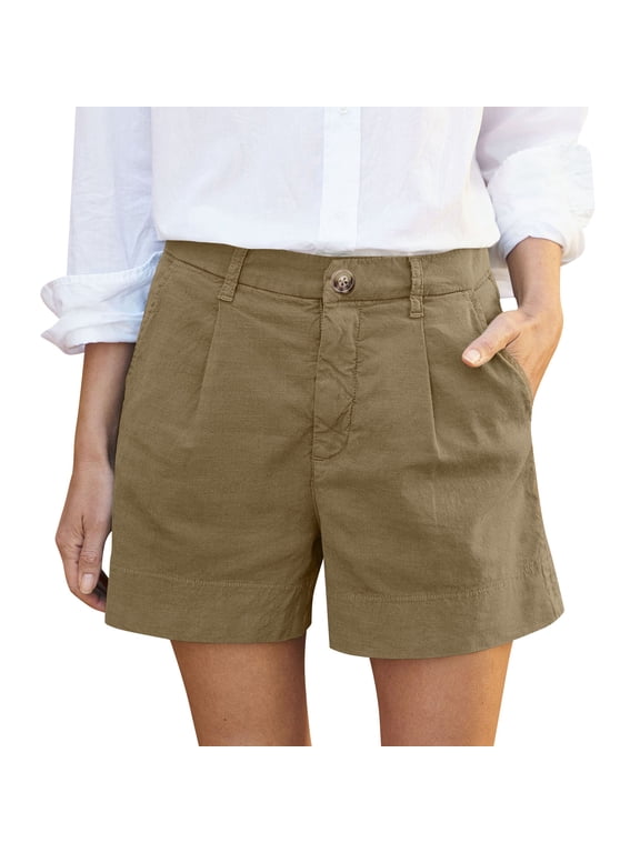 Bermuda Shorts for Women High Waisted Summer Shorts Wide Leg Dressy Casual Shorts with Pocket Chino Dress Short Camel 3XL