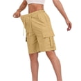 thumbnail image 1 of Bermuda Shorts for Women Knee Length Casual Wide Leg Drawstring Hiking Work Summer Cargo Shorts with Pockets, XL, 1 of 7