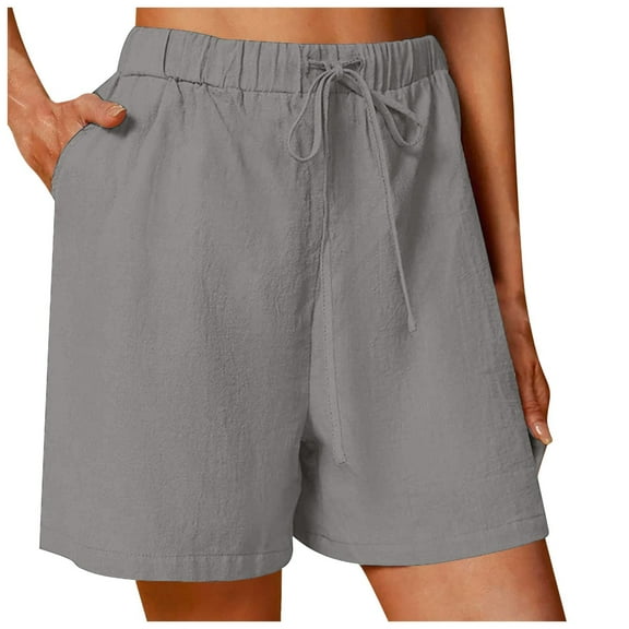 Bermuda Shorts for Women Knee Length Elastic Waist Drawstring Loose Wide Leg Shorts Summer Casual Beach Clothes 2025