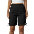 thumbnail image 1 of Bermuda Shorts for Women Knee Length Summer Casual Hiking Cargo Shorts with Pockets Elastic Waist Pull On Shorts, 1 of 7