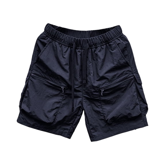 Bermuda Shorts for Women Knee Length Summer Casual Wide Leg Baggy Drawstring Hiking Work Cargo Shorts with Front Zipper Pockets Black 2XL