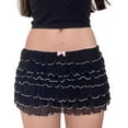 thumbnail image 1 of Bermuda Shorts for Women Lace Mini Skirt Low Rise Micro Skirt Asymmetrical Ruffle Hem Flared Lingerie Pettipants Trendy Casual Shorts S-L, 1 of 8