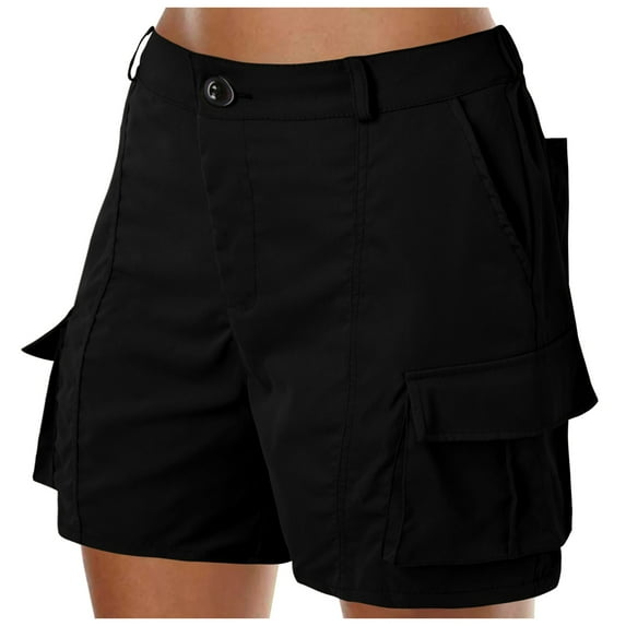Bermuda Shorts for Women Loose Solid Color Mini Pant Summer Beach Buttons Pants Cargo Trendy Casual Shorts S-2XL