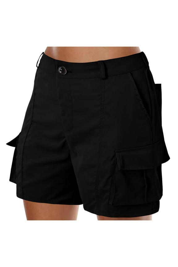 Bermuda Shorts for Women Loose Solid Color Mini Pant Summer Beach Buttons Pants Cargo Trendy Casual Shorts S-2XL