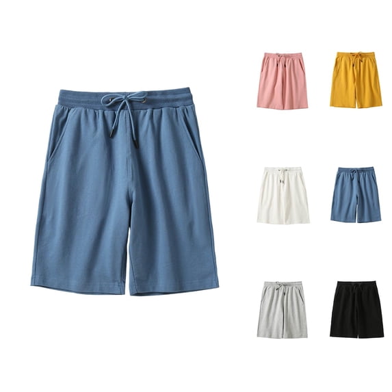 Bermuda Shorts for Women Summer Casual Elastic Waist Straight Leg Knee Length Lounge Shorts with Pockets