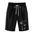 thumbnail image 1 of Bermuda Shorts for Women Summer Casual Linen Pants Knee Length Bermuda Short Elastic Waist Drawstring Pocket Capris Black XXXXL, 1 of 2