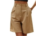 thumbnail image 1 of Bermuda Shorts for Women Summer Dressy Casual Elastic High Waisted Wide Leg Knee Length Shorts with Pockets, 1 of 7