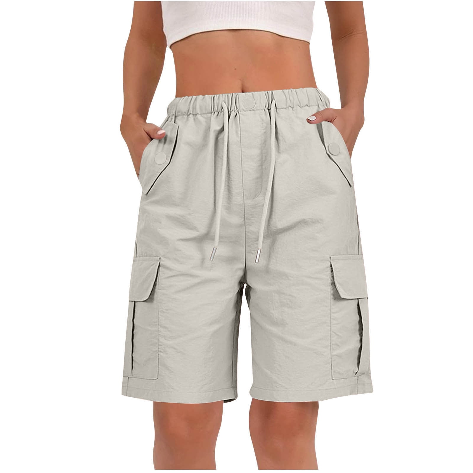 Bermuda Shorts for Women Summer Quick Dry Cargo Shorts with Pockets — free download