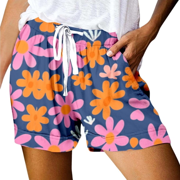 Bermuda Shorts for Women Trendy 2025 Casual Print Loose Lace Up Sports Loose High Waisted Short with Pockets S-2XL