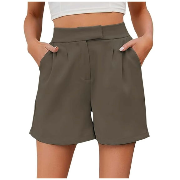 Bermuda Shorts for Women Trendy 2025 High Waist Suit Summer Casual Elastic Back Comfort Fit Beach Vacation with Pockets XS-XL