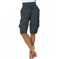 thumbnail image 1 of Bermuda Shorts for Women Trendy 2025 Solid Color Drawstring Loose Cargo Wide Leg Cropped Pants Casual Shorts S-5XL, 1 of 6
