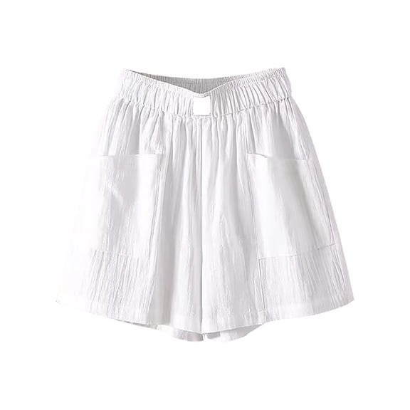 Bermuda Shorts for Women Trendy 2025 Spring Summer Solid Cotton Li Nen Split Pants Summer Casual Beach Shorts with Pockets M-4XL