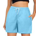 thumbnail image 1 of Bermuda Shorts for Women Trendy 2025 Summer Drawstring Comfy Elastic High Waist Running Summer Casual Beach Shorts with Pockets XS-3XL, 1 of 5