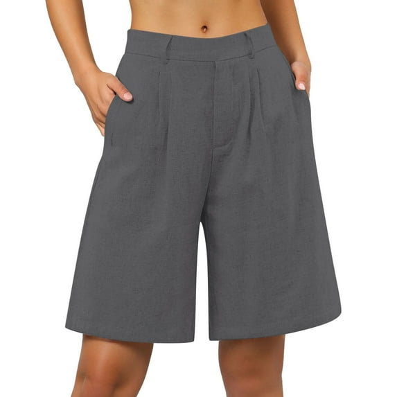 Bermuda Shorts for Women Trendy 2025 Summer Dressy High Waisted Loose Beach Pants Summer Casual Beach Shorts with Pockets S-2XL