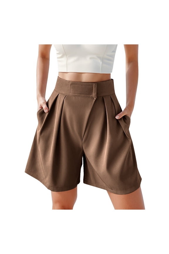 Bermuda Shorts for Women Trendy 2025 Wide Leg High Waisted Summer A Line Summer Casual Beach Shorts with Pockets S-2XL