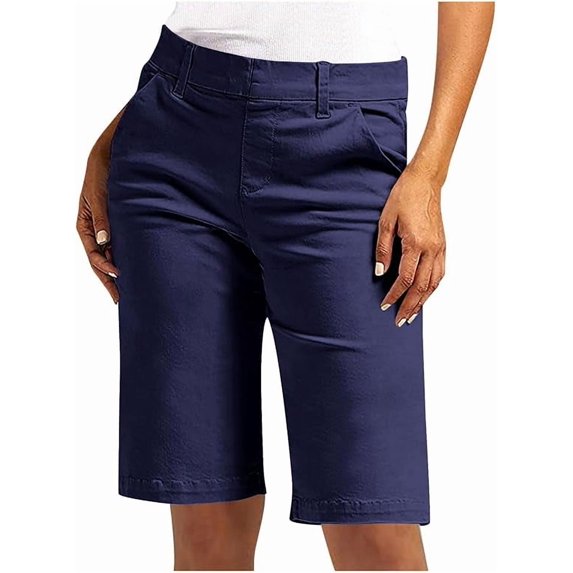 Bermuda Shorts for Women Trendy Summer Casual Shorts High Waisted Chino Shorts Straight Leg Hiking Athletic Walking Running Vacation Outfits