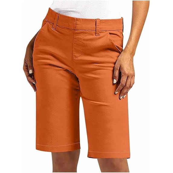 Bermuda Shorts for Women Trendy Summer Casual Shorts High Waisted Chino Shorts Straight Leg Hiking Athletic Walking Running Vacation Outfits
