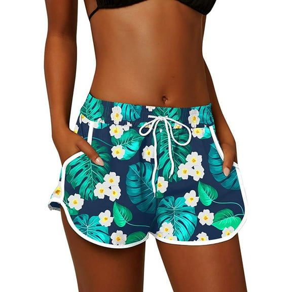 Bermuda Shorts for Women for G Summer Floral Beach Board Swim Trunks Summer Casual Beach Shorts with Pockets S-2XL