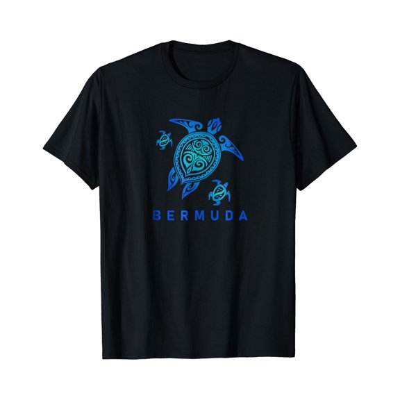 Bermuda T-Shirt Sea Blue Tribal Turtle
