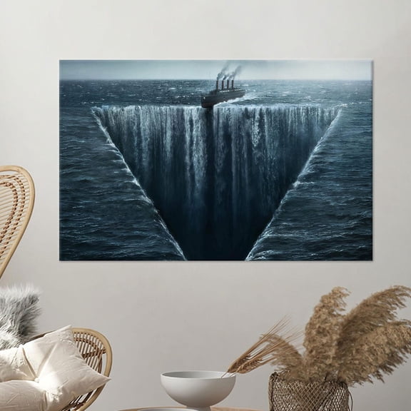 Bermuda Triangle Ocean Wall Art Print, Surreal Coastal Decor Unframed Paper Print