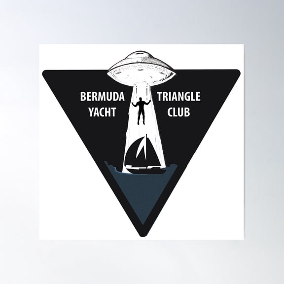 Bermuda Triangle Yacht Club Poster Wall Art, Modern Wall Decor For Living Room Bedroom, 24x24 UNFRAMED