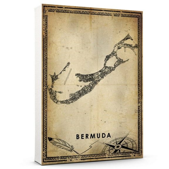 Bermuda Vintage Map Prints Canvas, Bermuda road Map Art Canvas, Canvas, ,Modern Wall Art, Street Map Artwork