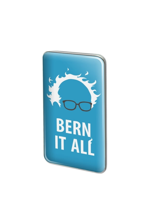 Bern It All Bernie Sanders Burning Democrat Metal Rectangle Lapel Hat Pin Tie Tack Pinback