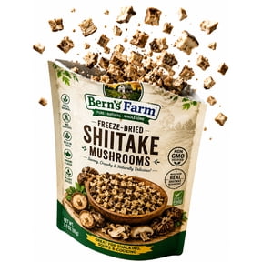 Berns Farm Freeze-Dried Shiitake Mushrooms, 100% Natural Diced Mushrooms, No Additives, Non-GMO, for Snacking, Soups & Cooking, 3 oz