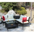 thumbnail image 1 of Berna 4 Pc Outdoor Patio Wicker Ratten Sofa Set - Brown, 1 of 27
