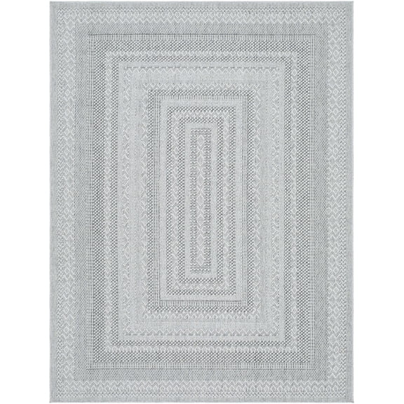 BoutiqueRugs Bernal Traditional, Transitional Area Rug - Outdoor Safe - Medium Gray, White - 5'2" x 7'