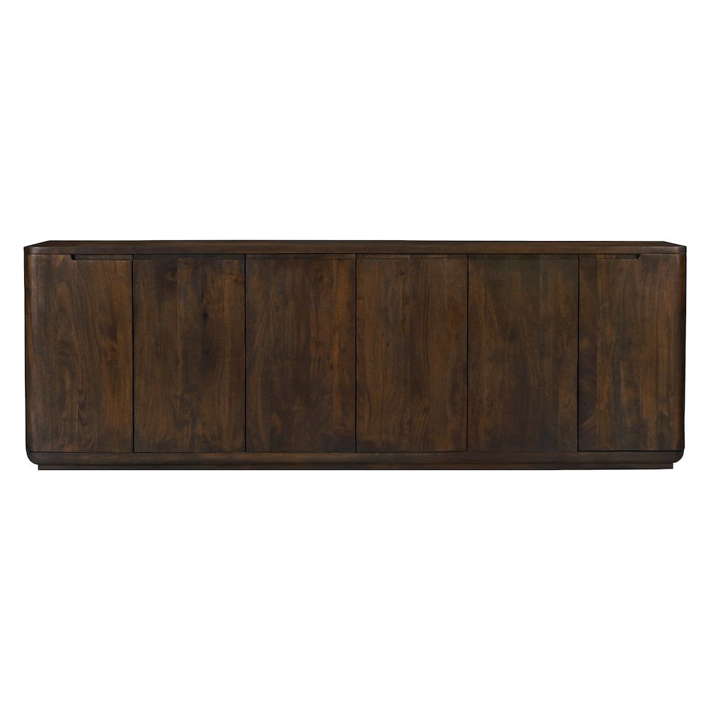 Bernard 6-Door Sideboard in Modern Barista Brown Finish on Acacia Solid Wood