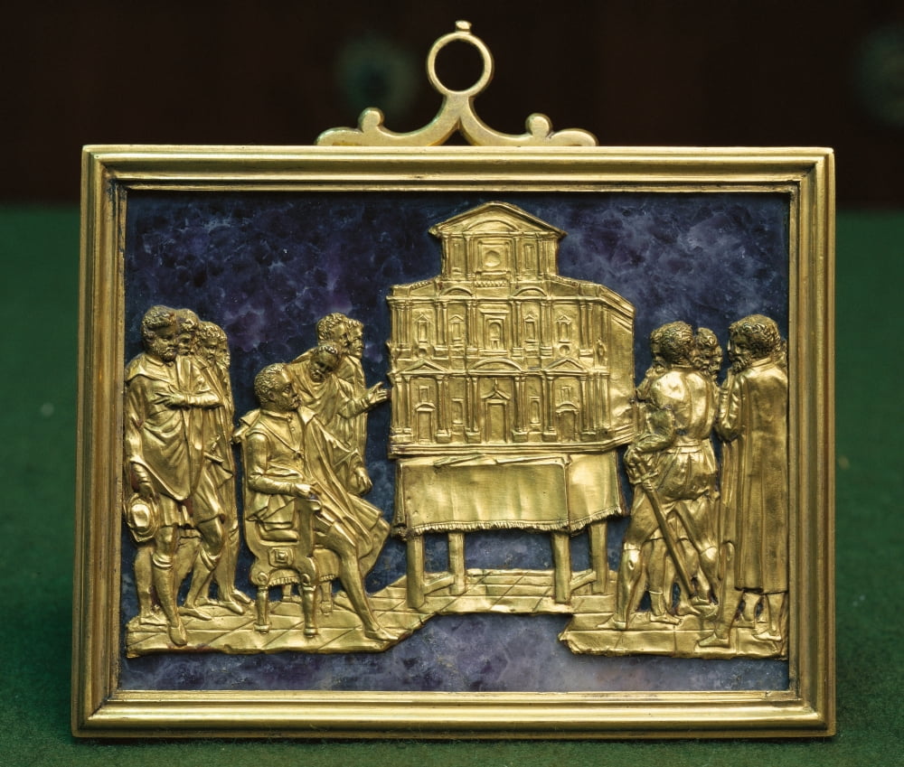 Bernard Buontalenti Shows To Francis I The Wooden Model Of The Facade Of St Mary Del Fiore Canvas Art -  (36 x 24)