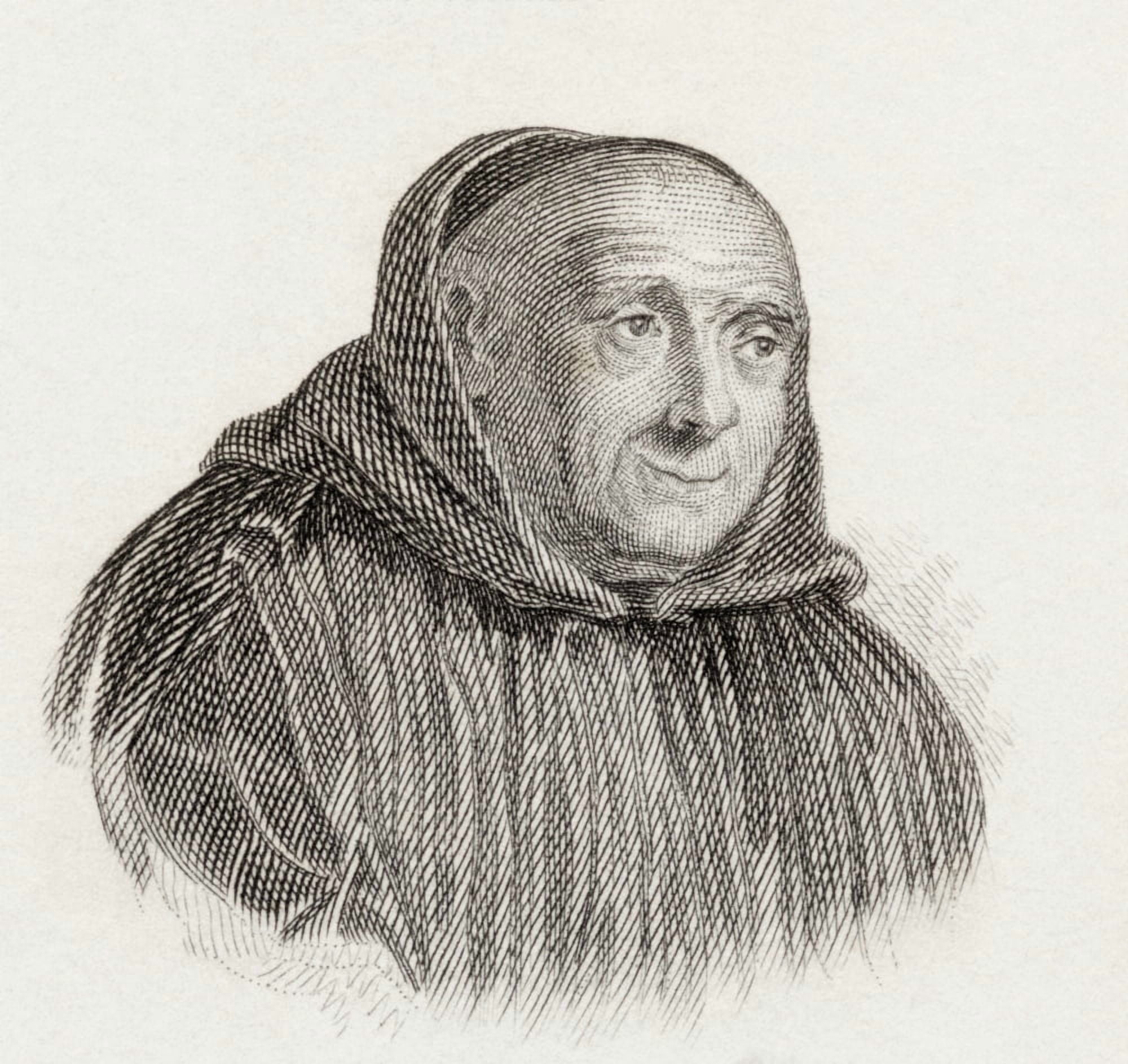 Bernard De Montfaucon 1655 To 1741 French Benedictine Monk Scholar And Archaeologist From Crabbs Historical Dictionary Published 1825 Canvas Art - Ken Welsh Design Pics (30 x 28)