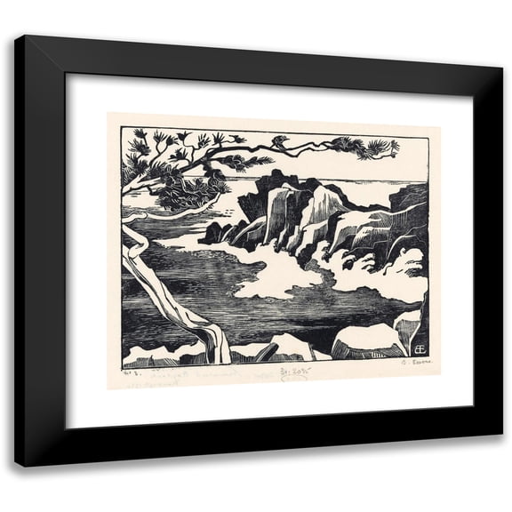 Bernard Essers 14x12 Black Modern Framed Museum Art Print Titled - Rock Coast at Saint-Raphael (1930)