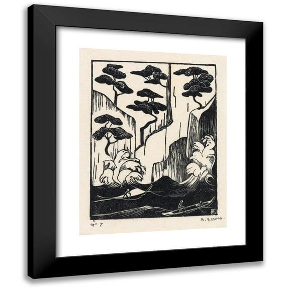 Bernard Essers 19x24 Black Modern Framed Museum Art Print Titled - Rock Coast Near Santa Margherita Ligure (1926)