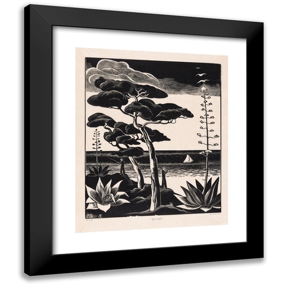 Bernard Essers 20x24 Black Modern Framed Museum Art Print Titled - Coast at Saint-Raphael (1930)