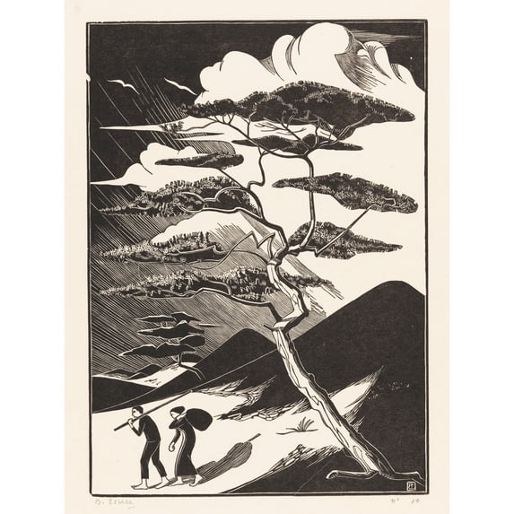 Bernard Essers Duinpan Two Figures Bw Landscape Extra Large XL Wall Art Poster Print