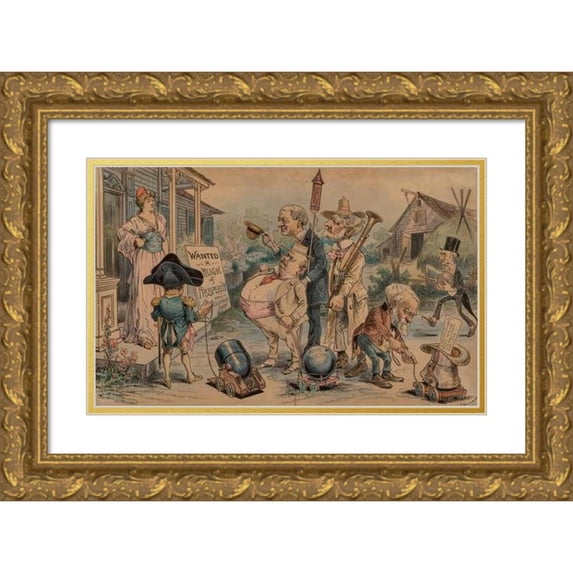 Bernard Gillam 14x10 Gold Ornate Wood Frame and Double Matted Museum Art Print Titled - Wanted a Reign of Prosperity (circa 1892)