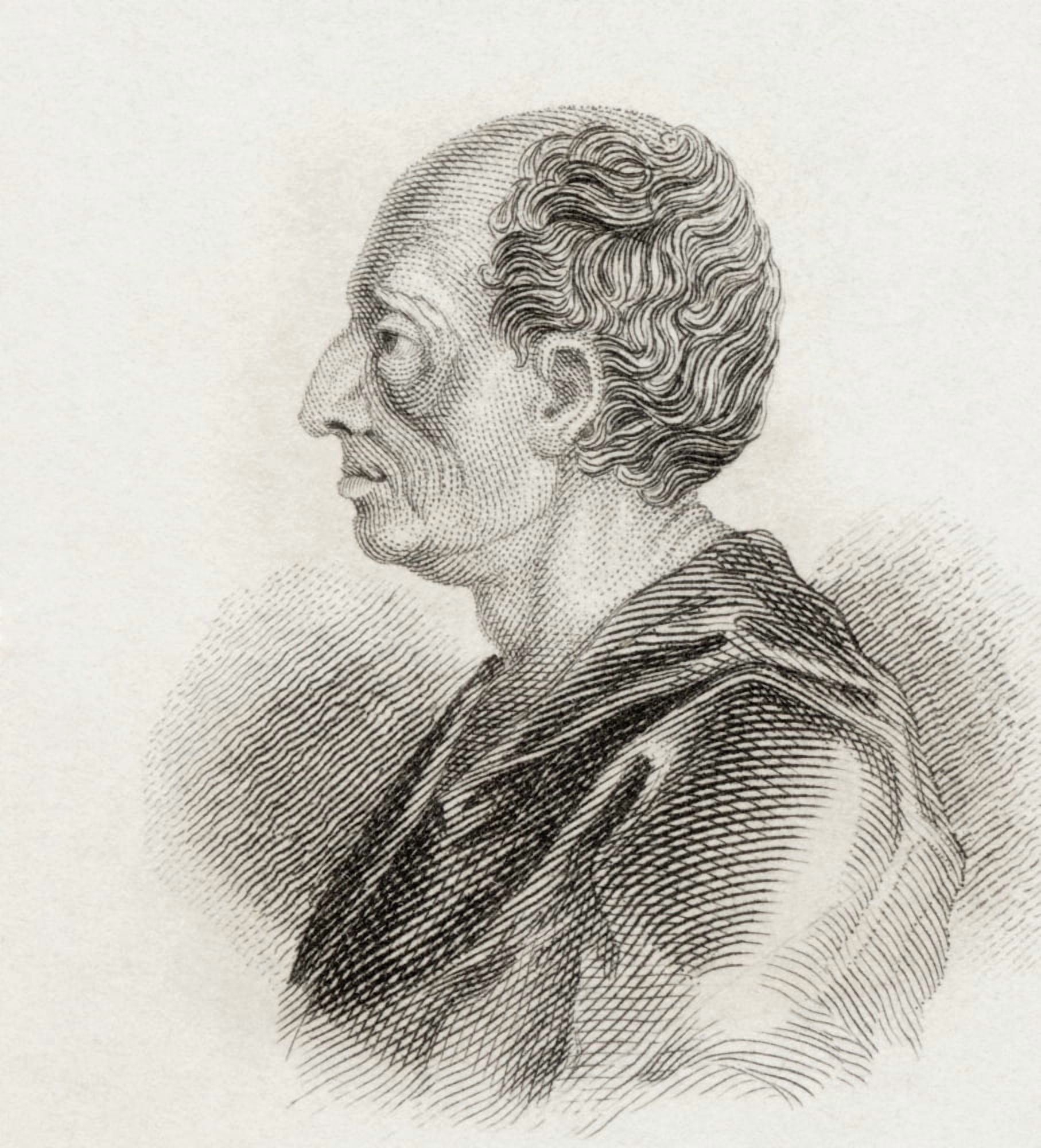 Bernard Le Bovier De Fontenelle 1657 To 1757 French Author From Crabbs Historical Dictionary Published 1825 Canvas Art - Ken Welsh Design Pics (28 x 30)